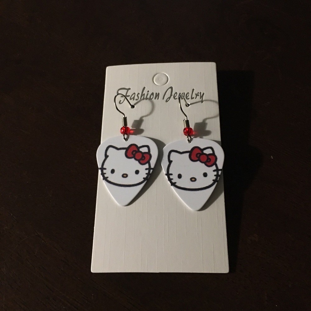 🎸 Hello Kitty Guitar Pick Earrings